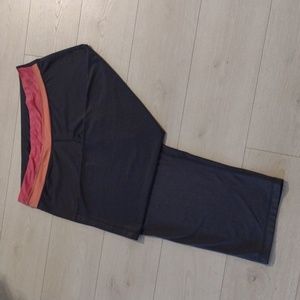 PLUS Charcoal Gray, Pink & Orange Thick Band Cropped Yoga Athletic Leggings!!